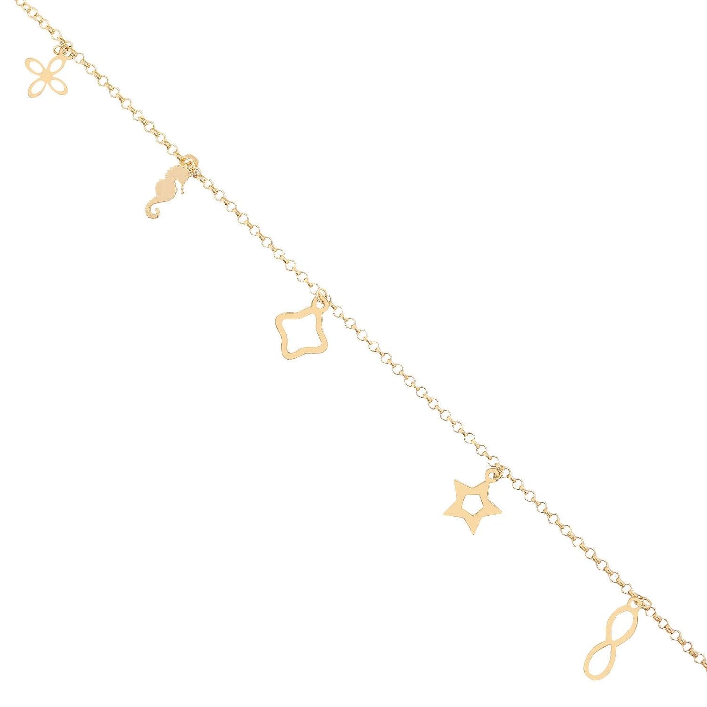 Seepferdchen, Unendlichkeit, Stern Armband 14k Gold ~ 1,02 gr