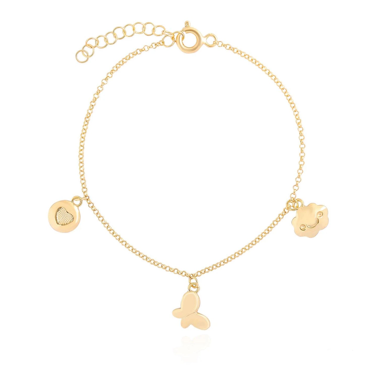 Herz, Schmetterling, Wolke Armband 14k Gold ~ 1,96gr