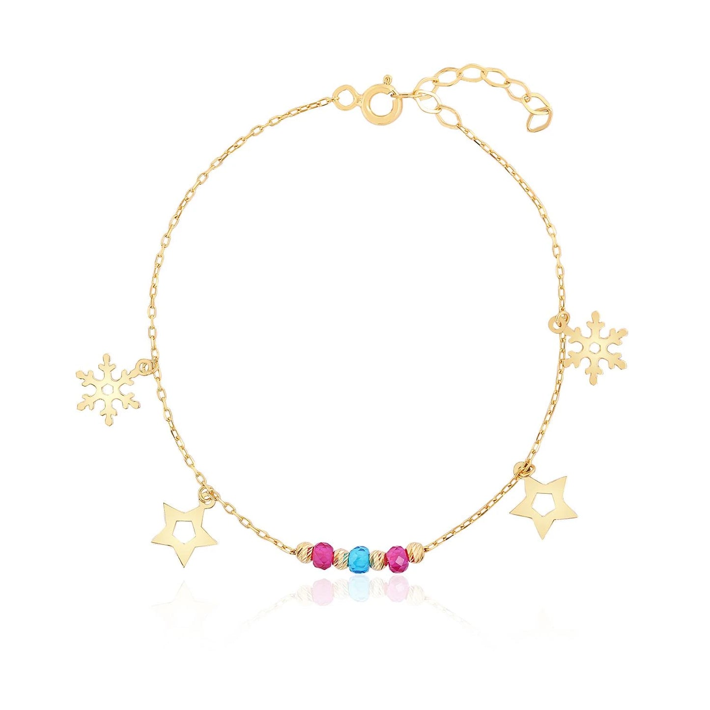 Snowflake, Star Bracelet 14k Gold ~ 1.35gr