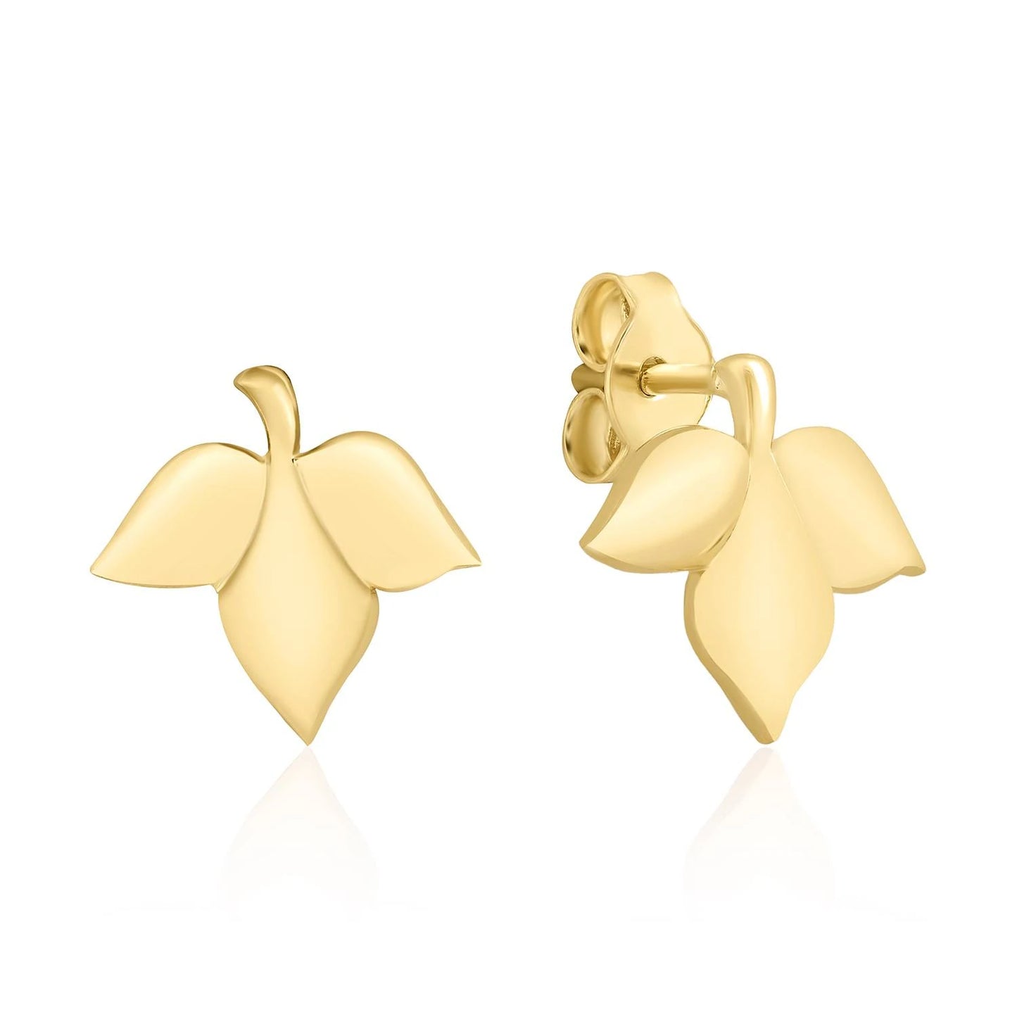 Blatt Ohrringe / Ohrstecker Paar 14k Gold ~ 1,24gr