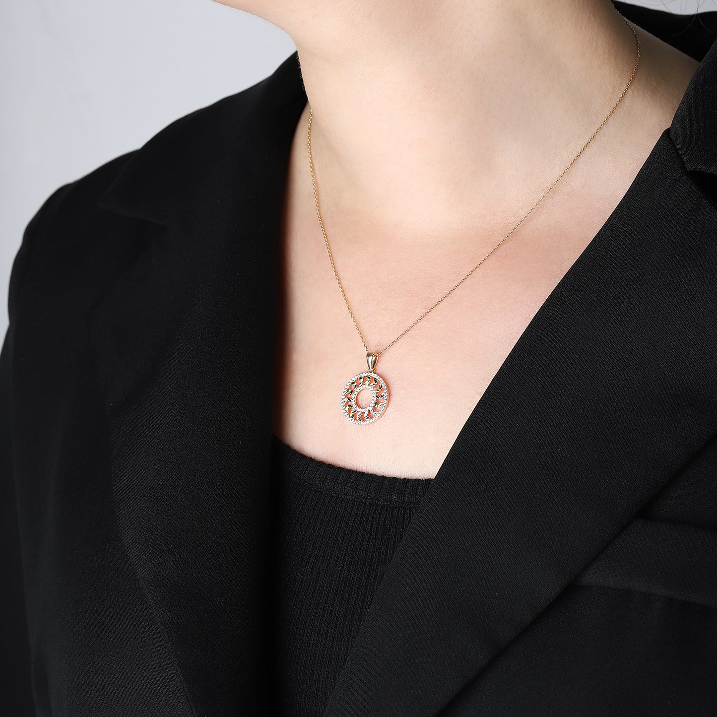 Kranz mit Steinbesatz Halskette 14k Gold ~ 3,3g