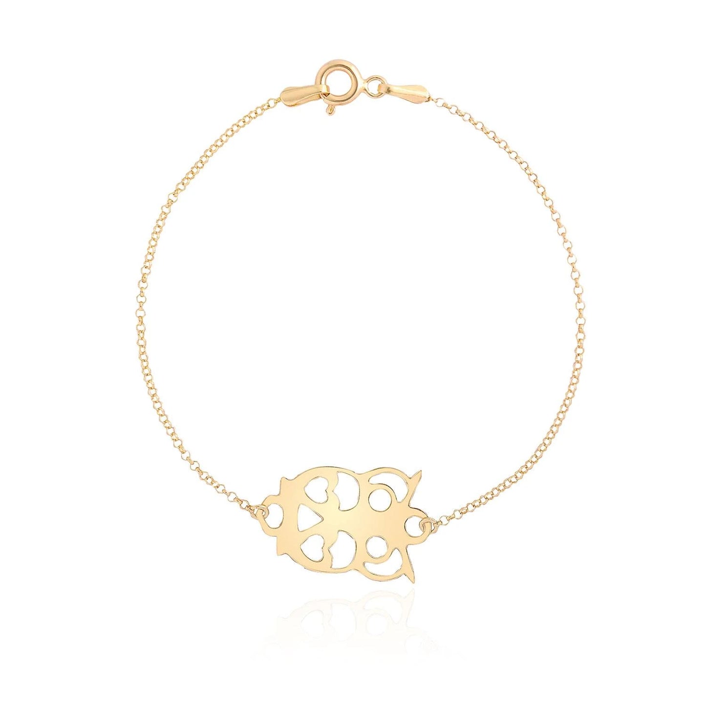 Eule Anhänger Armband 14k Gold ~ 1,29gr