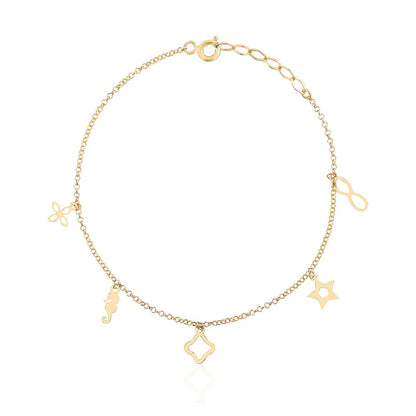 Seepferdchen, Unendlichkeit, Stern Armband 14k Gold ~ 1,02 gr