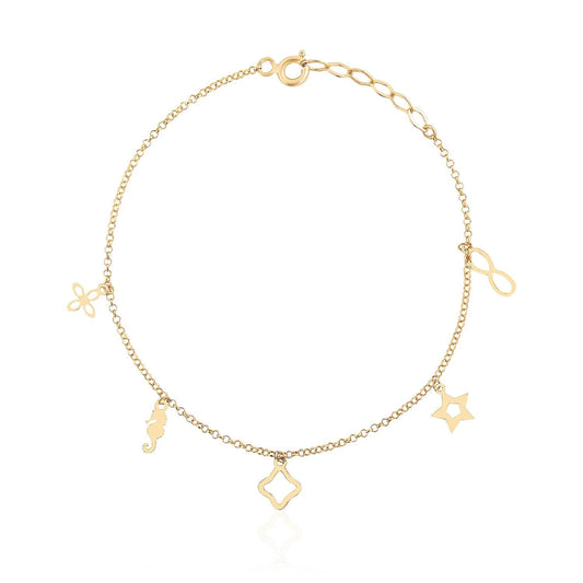 Seepferdchen, Unendlichkeit, Stern Armband 14k Gold ~ 1,02 gr