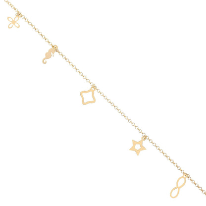 Seepferdchen, Unendlichkeit, Stern Armband 14k Gold ~ 1,02 gr