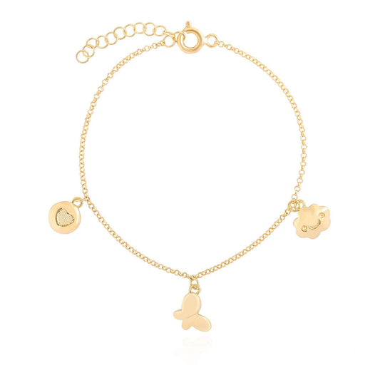 Herz, Schmetterling, Wolke Armband 14k Gold ~ 1,96gr