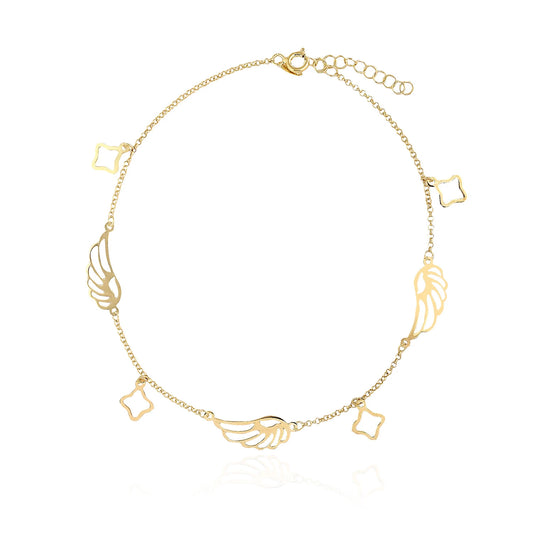 Flügel Figur Fußkettchen / Armband 14k Gold ~ 1,63gr
