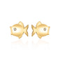 Fische mit Steinen Ohrringe / Ohrstecker Paar 14k Gold ~ 0,74gr