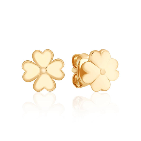 Kleeblatt Ohrringe / Ohrstecker Paar 14k Gold ~ 1gr
