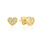 Heart with Stone Earrings / Stud Pair 14k Gold ~ 0.9gr