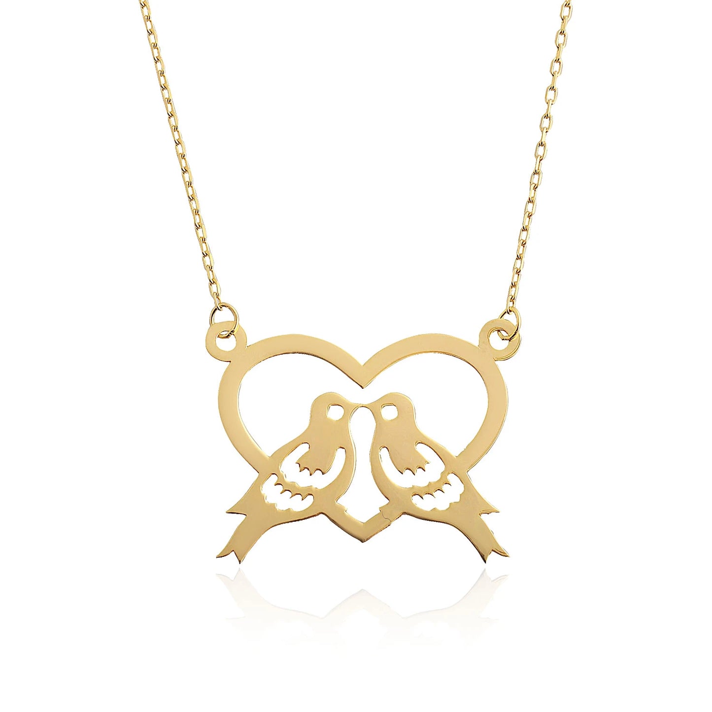 Vogel und Herz Halskette 14k Gold ~ 1,94g