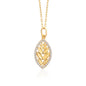 Leaf Shape with Gemstones Necklace 14k Gold ~ 2.49g