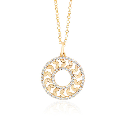 Kranz mit Steinbesatz Halskette 14k Gold ~ 3,3g