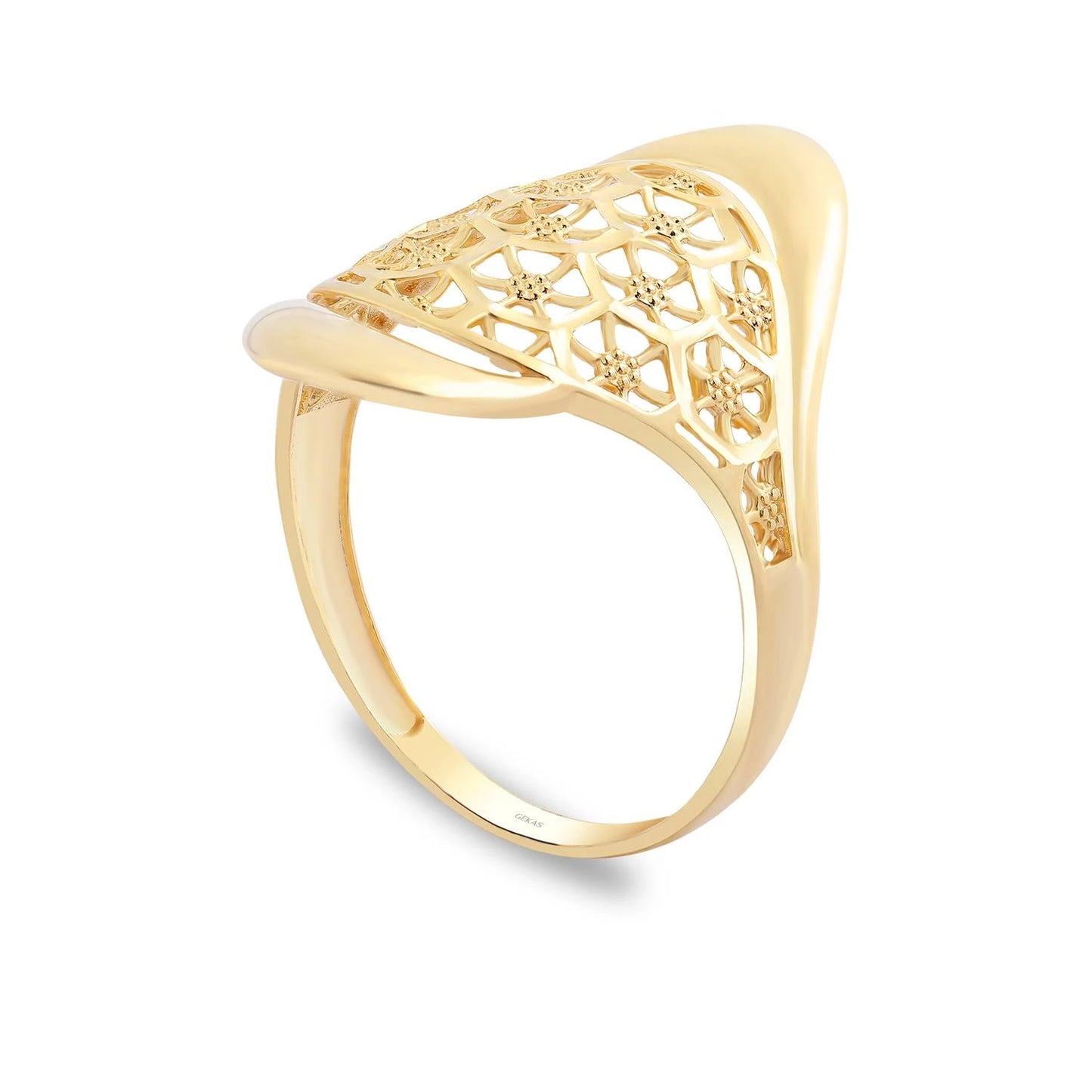Ring with honeycomb pattern 14k gold ~ 1.94g