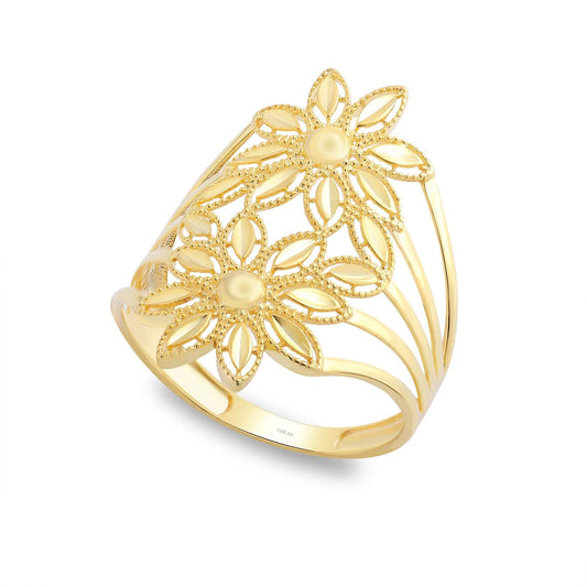 Ring mit Blume 14k Gold ~ 2,26gr