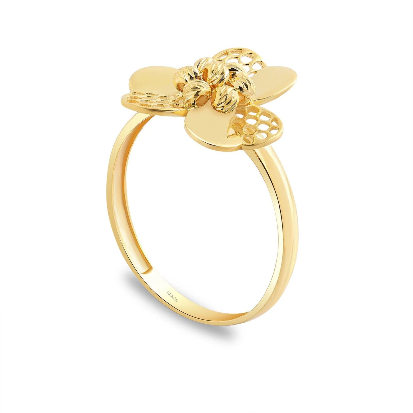 Kleeblatt Dorika Kugel Ring 14k Gold ~ 1,94gr