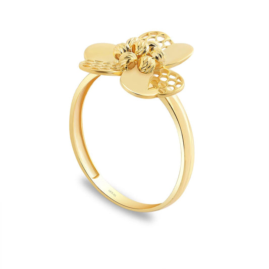 Kleeblatt Dorika Kugel Ring 14k Gold ~ 1,94gr