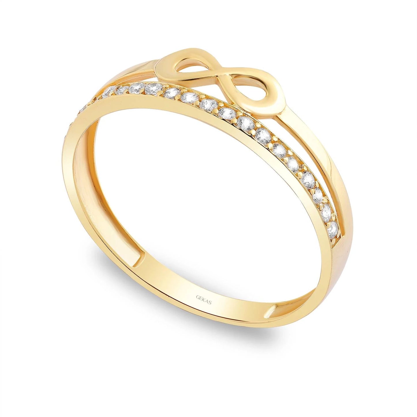 Unendlichkeit mit Steinen Ring 14k Gold ~ 1,21 gr