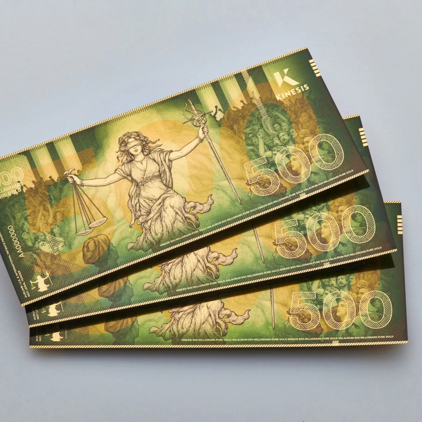500mg Kinesis Themis Goldschein Goldbarren**