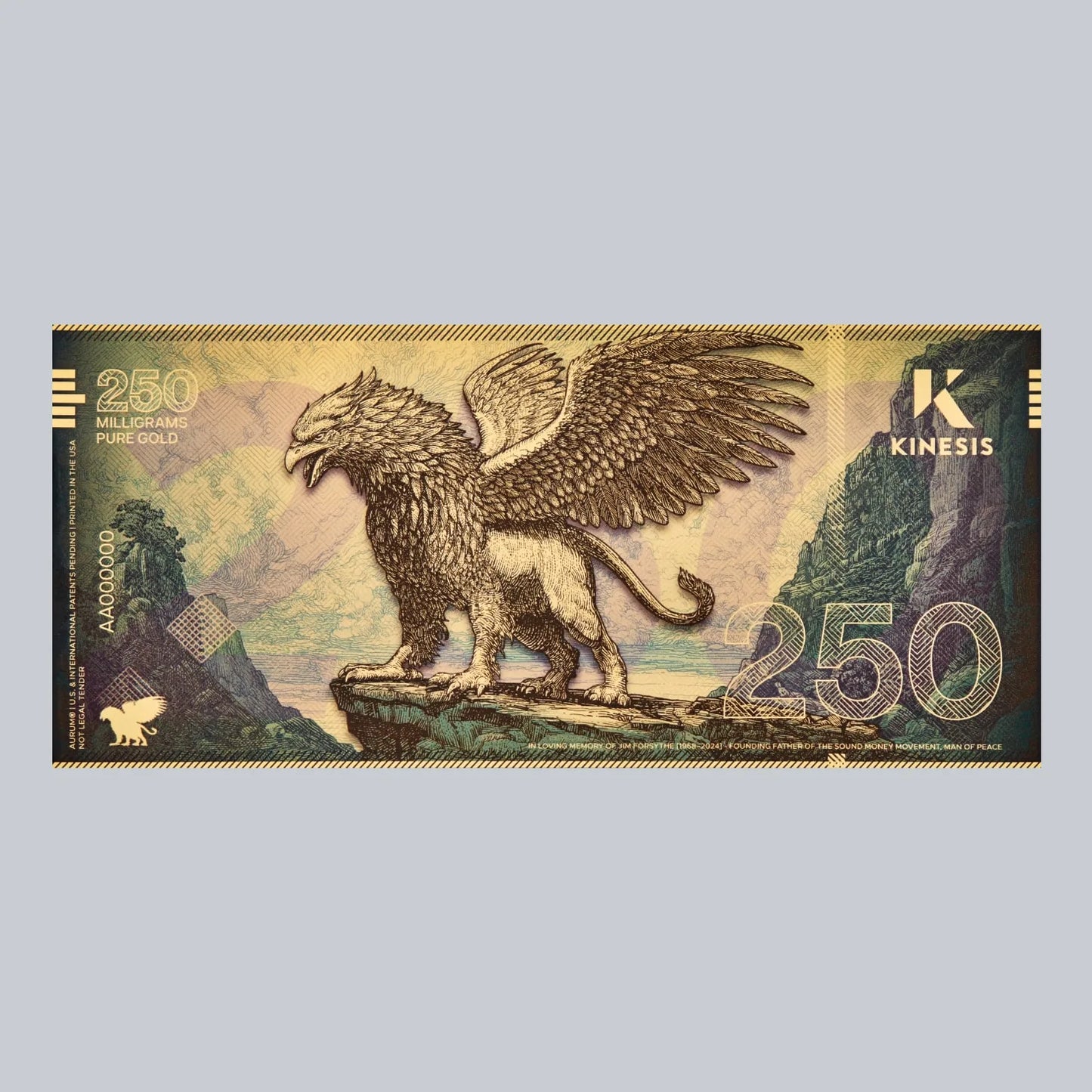 250mg Kinesis Griffin Gold Note Gold Bar**