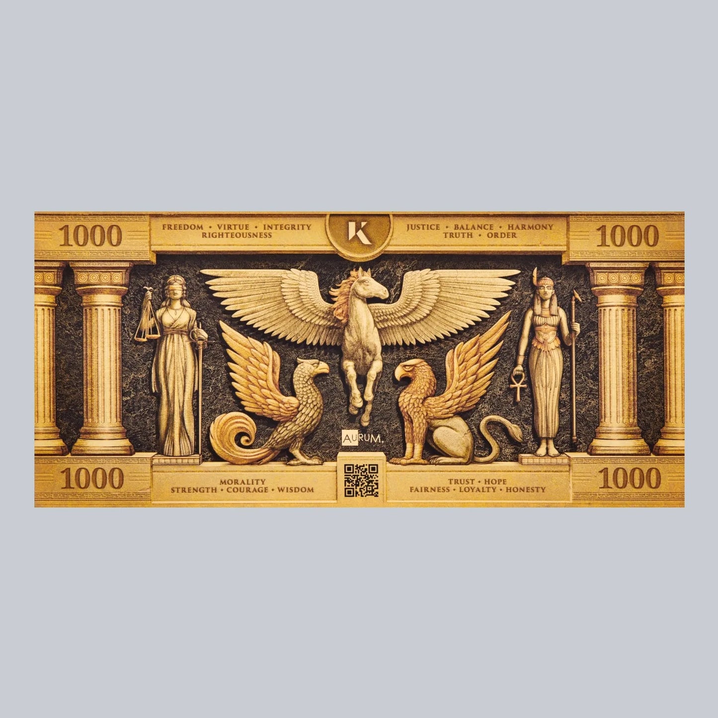 1000mg Kinesis Phoenix Goldschein Goldbarren**